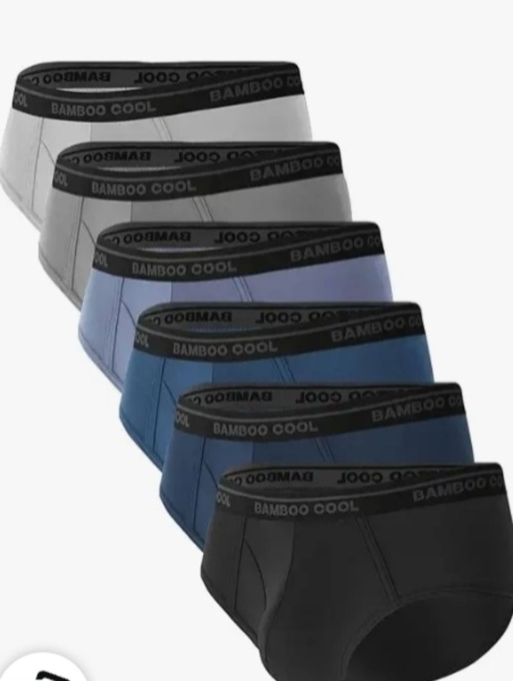BAMBOO Cool Men's Briefs 5 Pairs Large New Open Box Missing Dark Grey